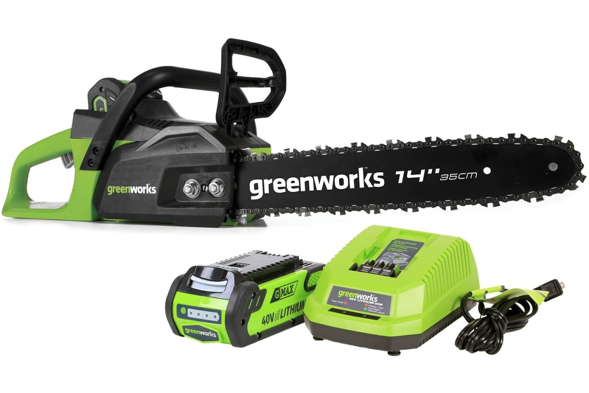 Пила цепная аккумуляторная Greenworks GD40CS15K4 40V с АКБ 4 А*ч и ЗУ 2005707UB