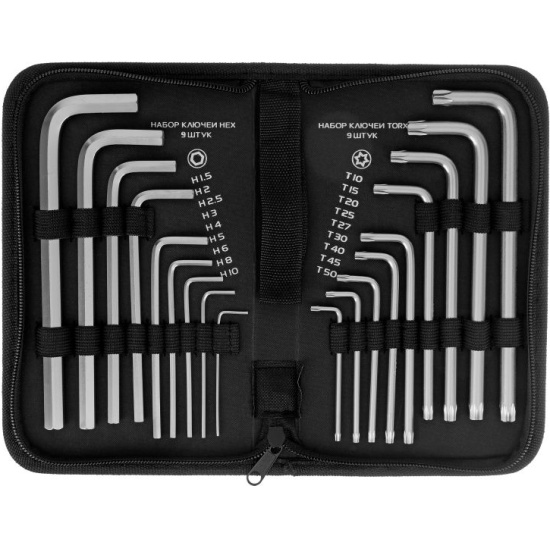Набор ключей имбусовых удлиненных MATRIX HEX-TORX HEX (18шт/1,5-10мм) 12315