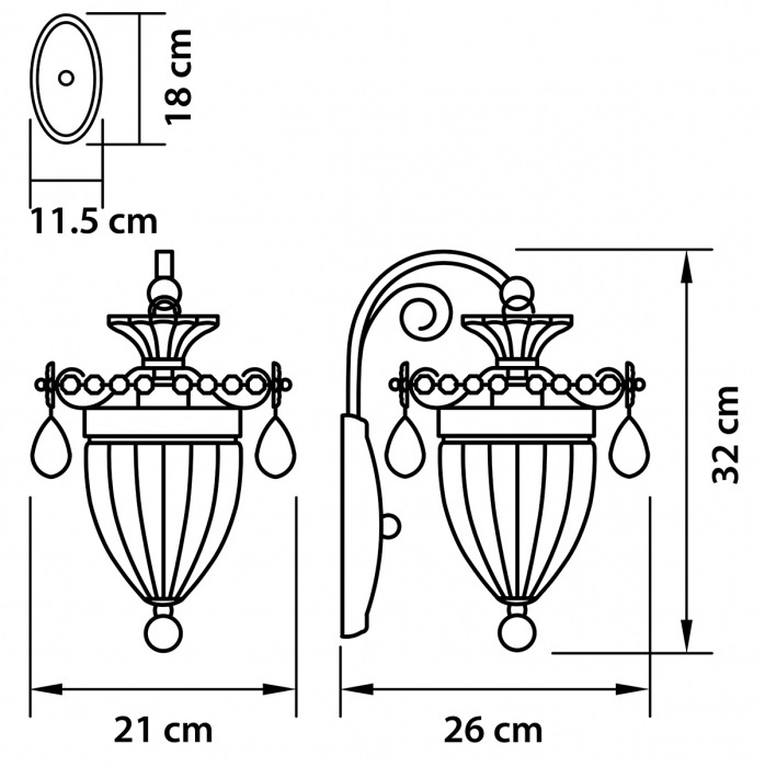 Бра SCHON 1x60W E14 Bronze