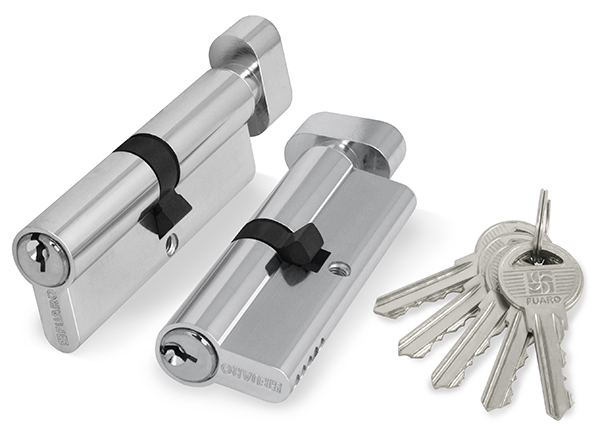 Цилиндровый механизм FUARO (100 ZM/60) 1000ZMKnob60 (25+10+25) CP хром 5Key с вертушкой 37051