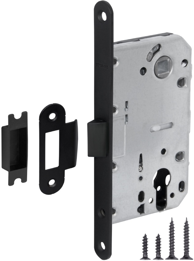 Корпус врезного замка c защелкой Fuaro PLASTP85C-50 BL черный 41763