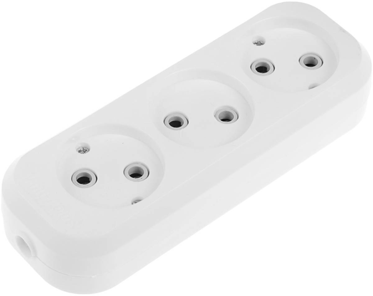 Колодка без заземления (3 гнезда) Smartbuy (10А, 2,2кВт) белый SBE-10-3-00-N