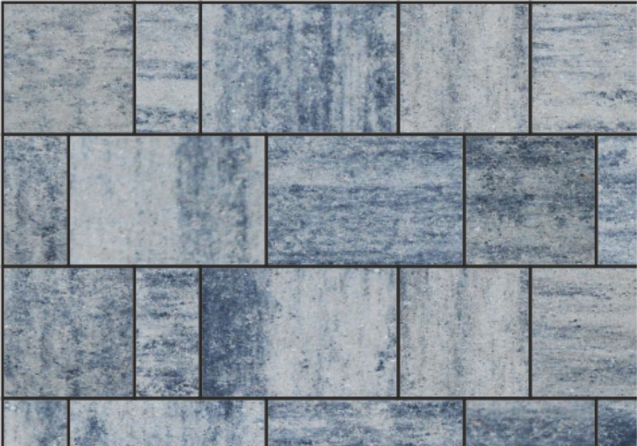 Брусчатка бетонная 8Ф-6 "Резиденция" (система) Терра (черный-белый) 139х139х60