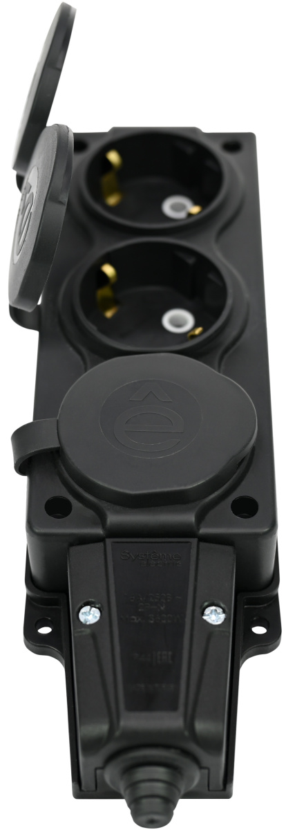 Колодка тройная 2К+З Systeme Electric MultiSet MST4103BK (16А) черная 3712947