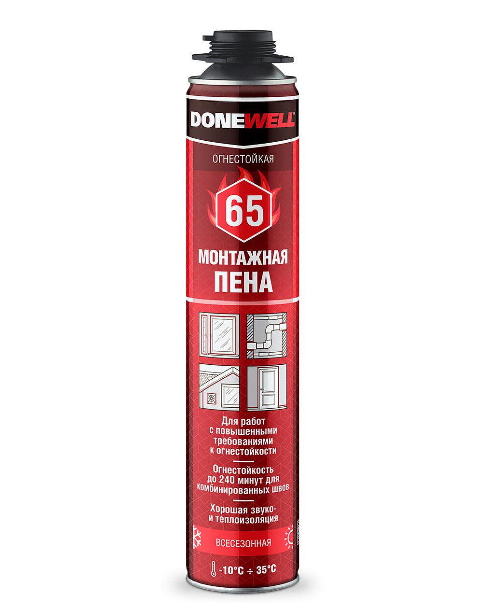 Пена монтажная Donewell 65 профессиональная всесезонная 1000 мл 227684 (РАСПРОДАЖА)