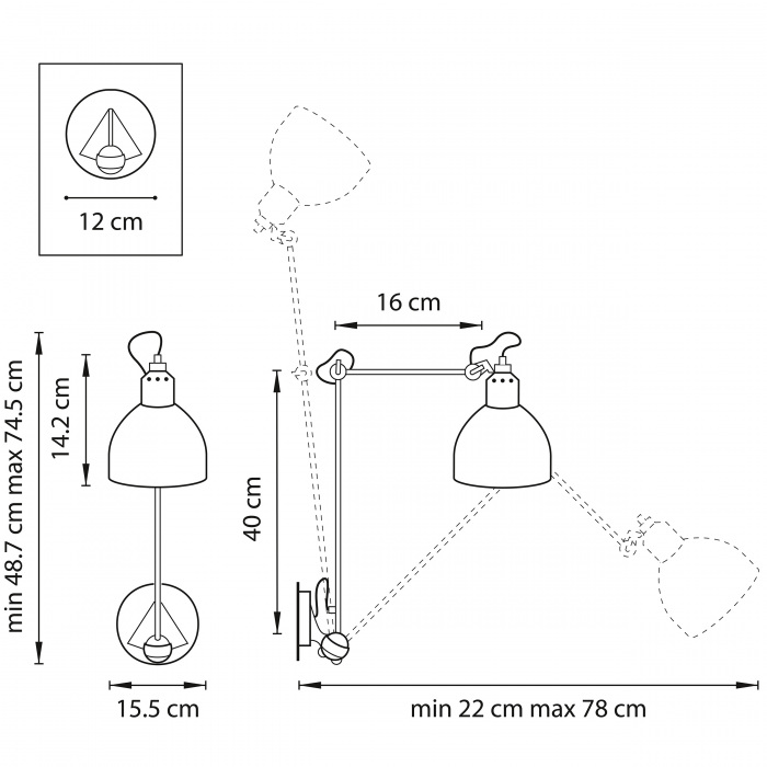 Бра LOFT 1х40W E14 ХРОМ 765614