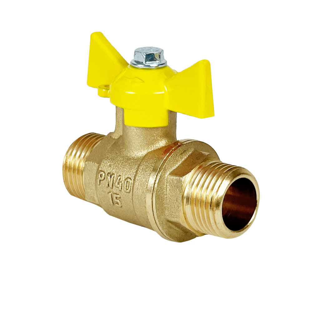 Кран шаровой латунный для газа (нар./нар.), бабочка Valfex