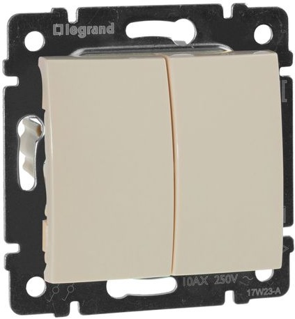Выключатель двухклавишный Legrand Valena слоновая кость