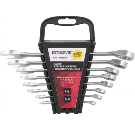 Набор ключей гаечных комбинированных THORVIK W3S8PR ARC (8шт/6-19мм) 52612