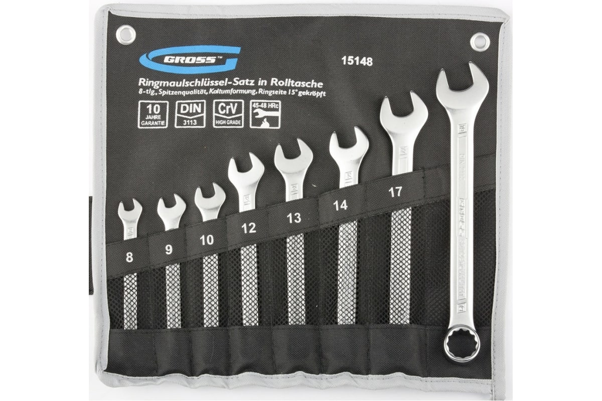 Набор ключей комбинированных GROSS (8шт/8-19мм) 15148