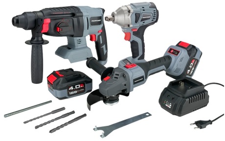 Набор инструмента аккумуляторный Profipower: ушм MKDGA-18V+гайковерт MKBL-18B+перфоратор MKDHR-18