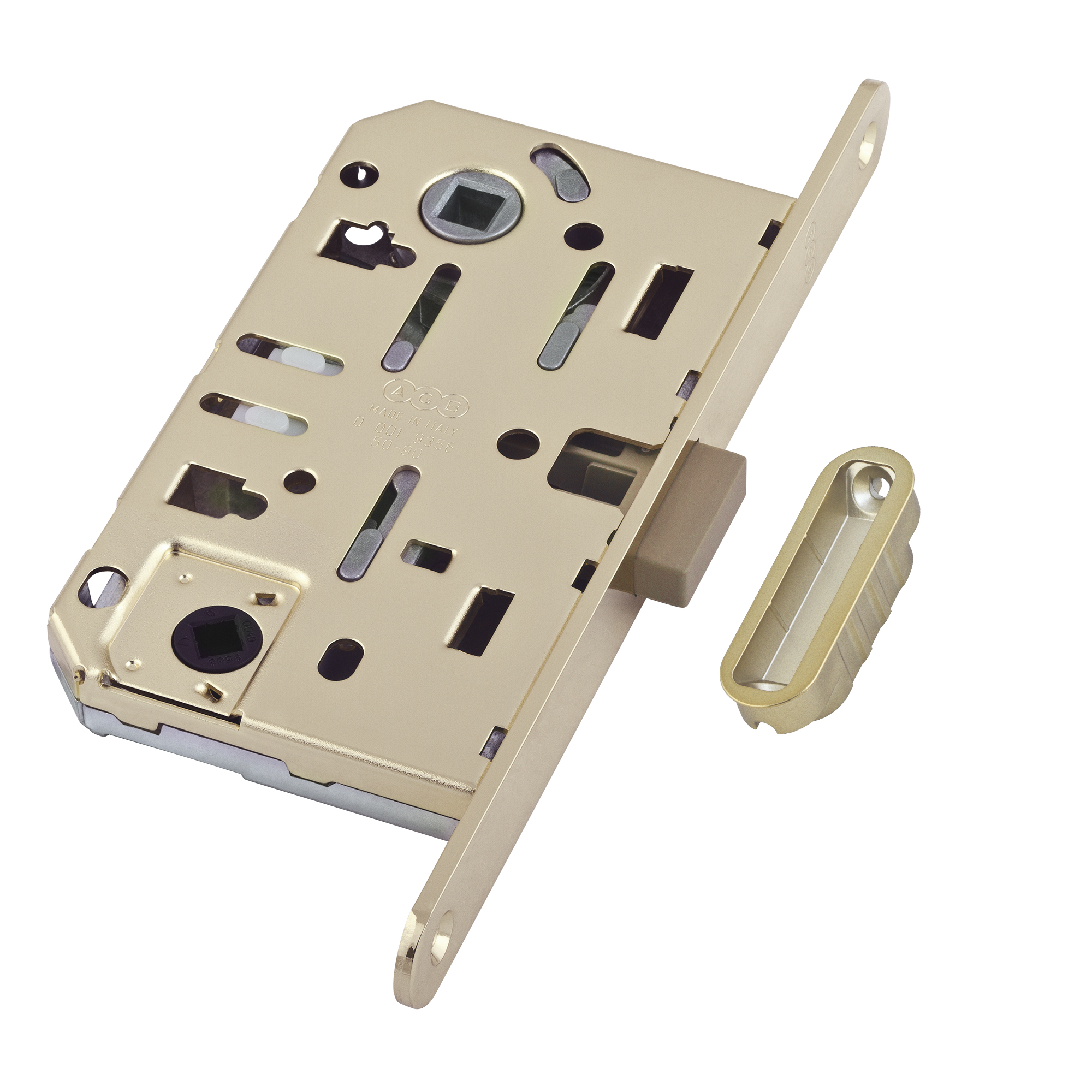 Защелка врезная с ответной планкой AGB MEDIANA POLARIS B06102.50.34.640 WC матовая латунь 60153