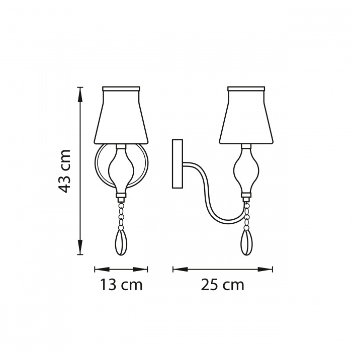 Бра ESCICA 1х40W E14 БЕЛЫЙ/КОНЬЯК/ХРОМ
