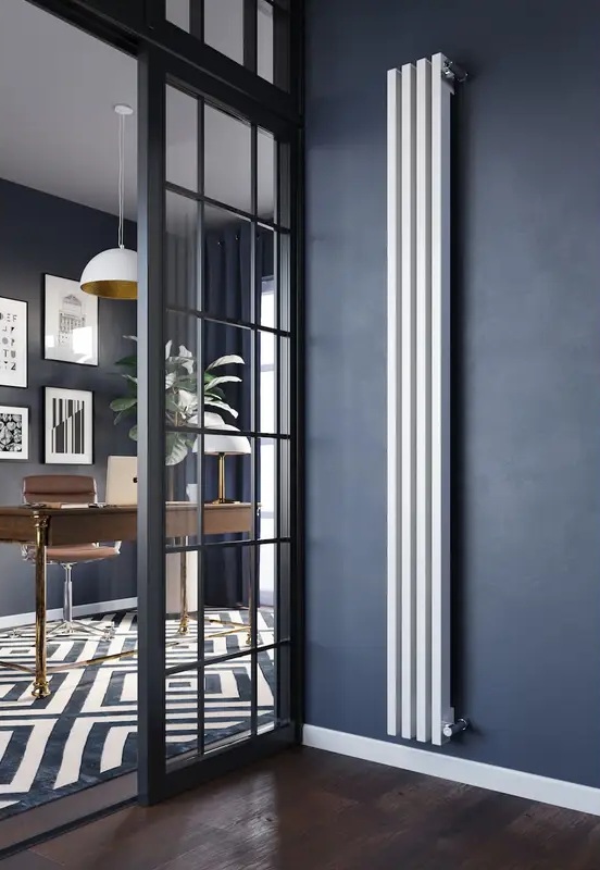 Дизайн-радиатор Costola 60х30 V (2000х230, 1435вт) 9016 Матовый, нижнее по центру