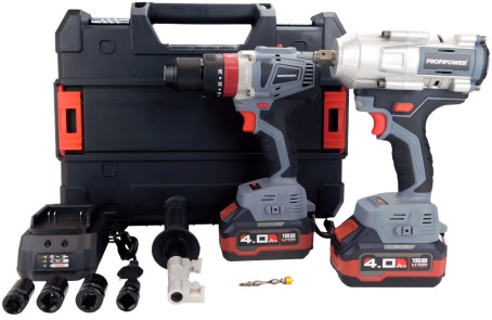 Набор инструмента аккумуляторный Profipower: гайковерт T-900N + дрель MKDHP-18V