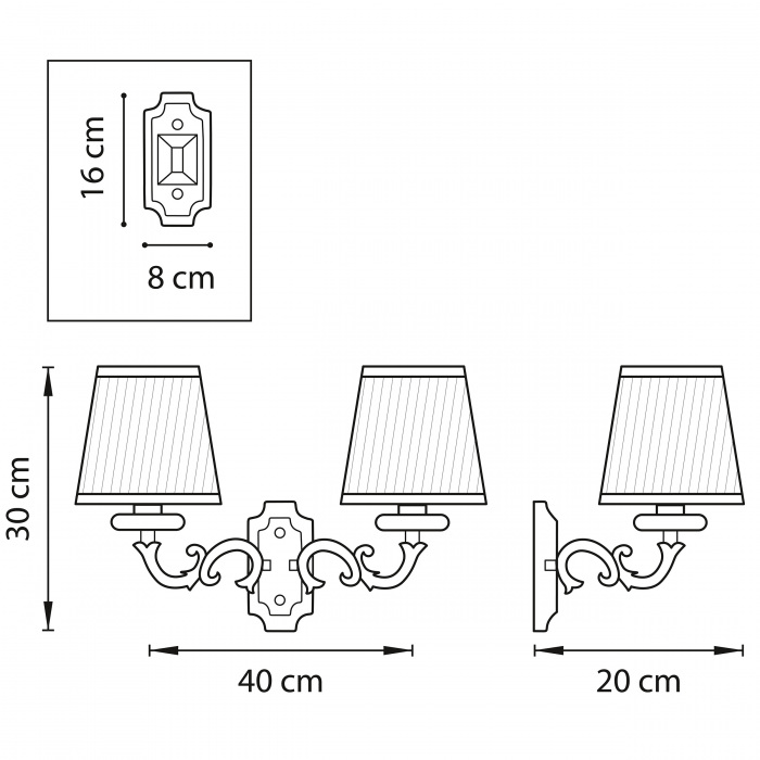 Бра ENGENUO 2х40W E14 ХРОМ