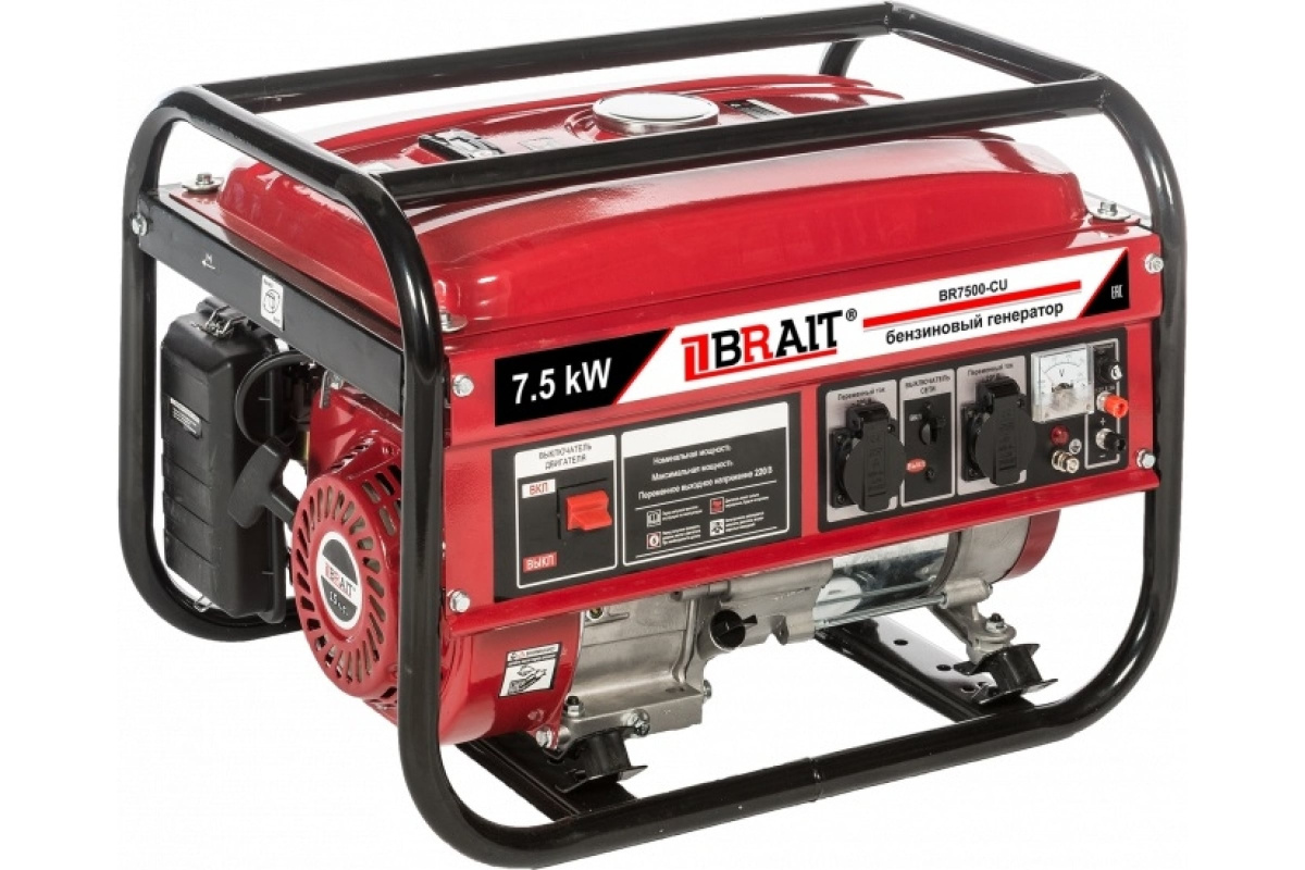 Генератор бензиновый Brait BR7500-CU 7,5кВт 220В ручной