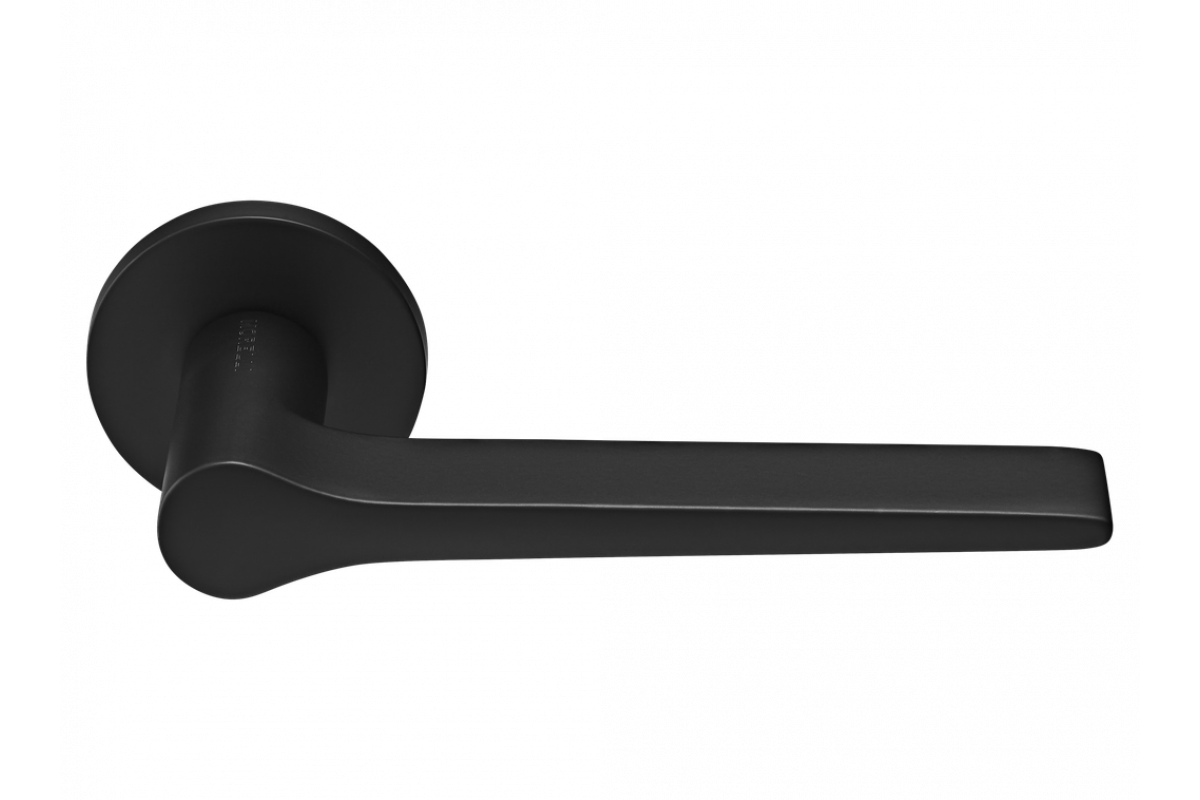 Ручка дверная Morelli MH-61-R6 BL OAKA на круглой розетке 6 мм, цвет чёрный 9014641