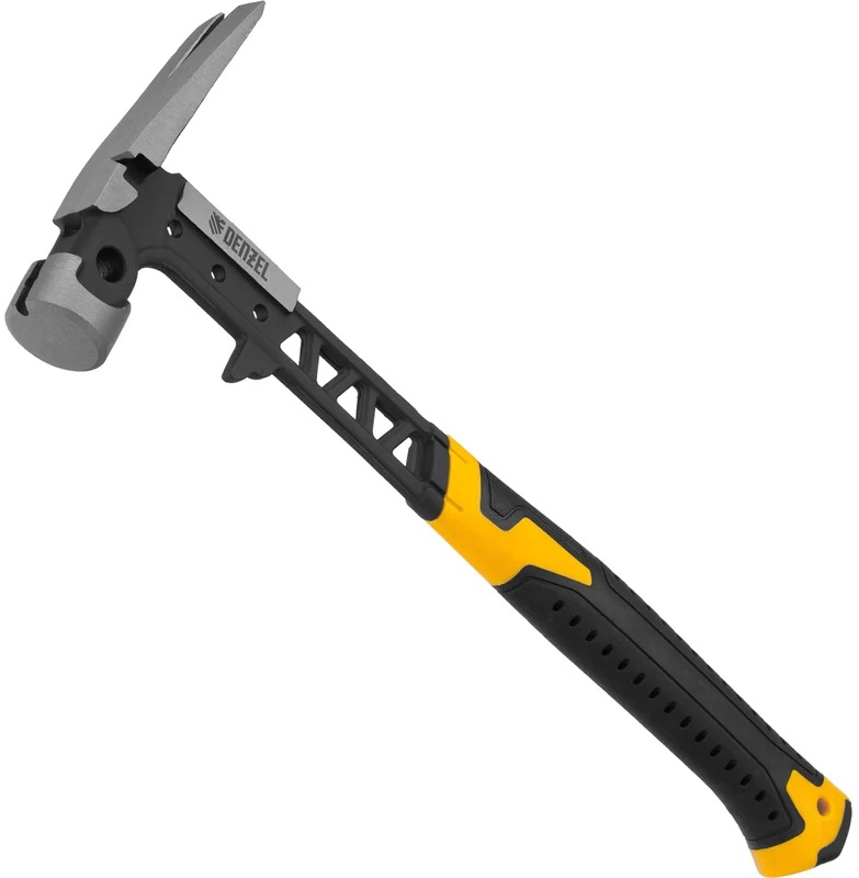 Молоток строительный, цельнокованый с двухкомпонентной рукояткой Denzel (450г) 10468