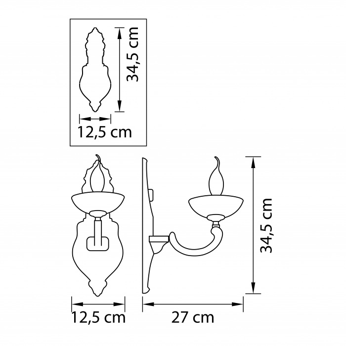 Бра BARCATO 1х60W E14 ЗОЛОТО