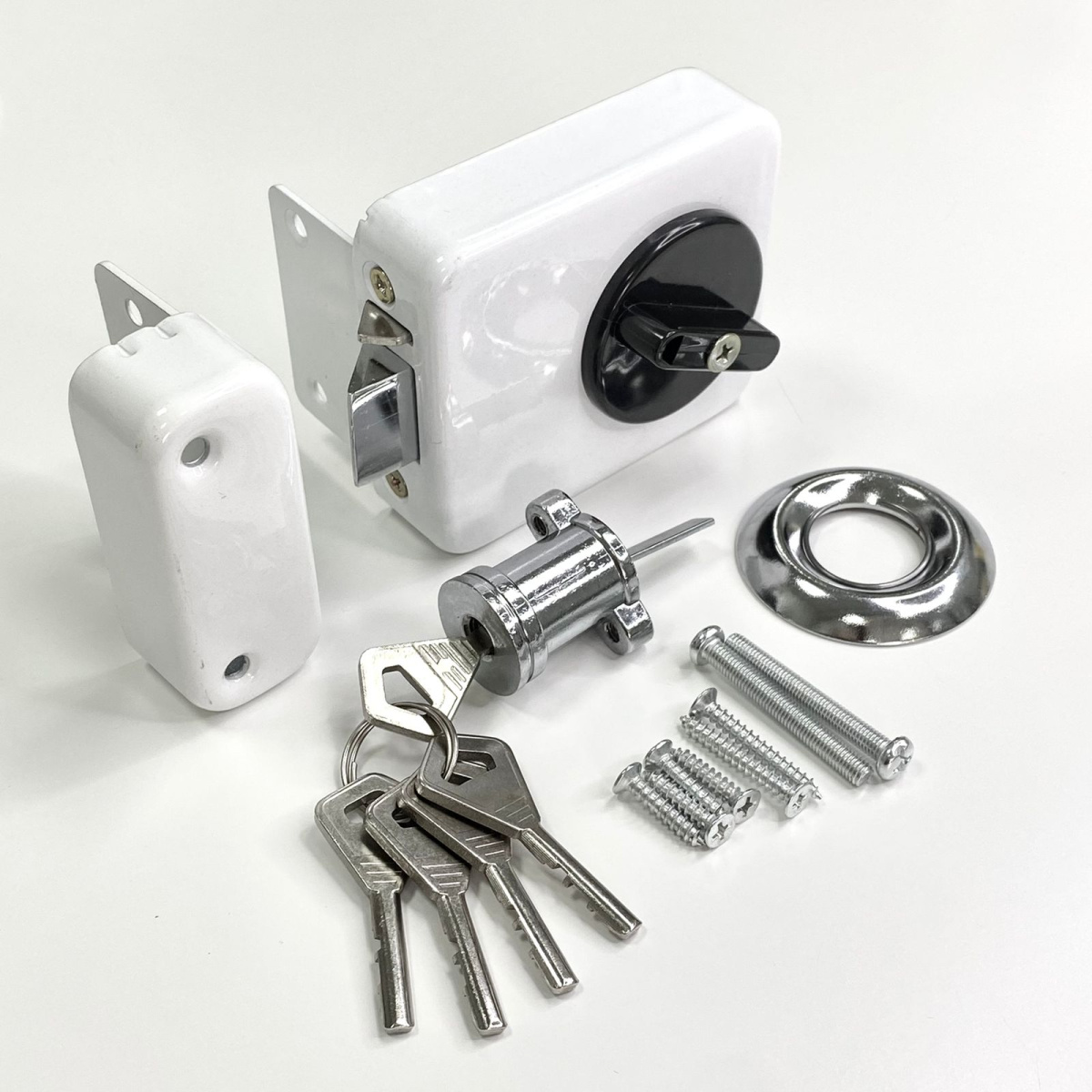 Замок накладной Basara ЗН-40 MWP с автоматическим закрыванием, белый