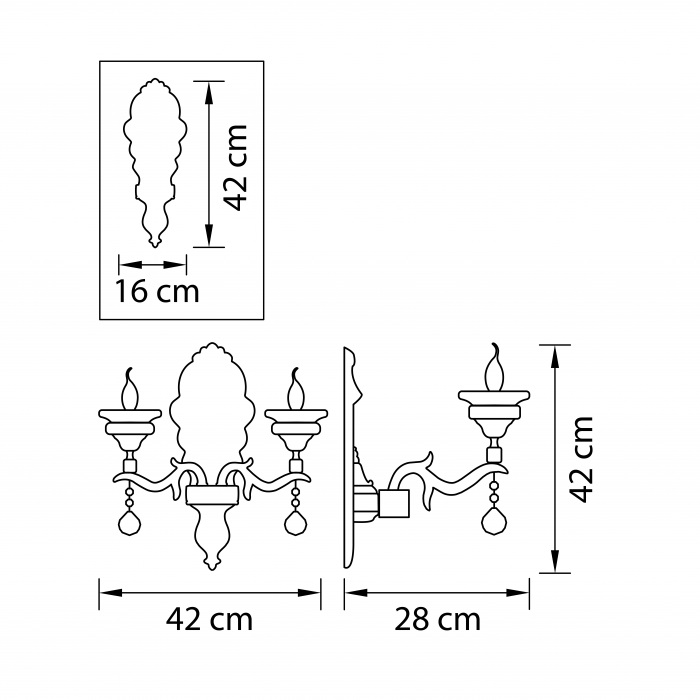 Бра MELAGRO 2х60W E14 ЗОЛОТО