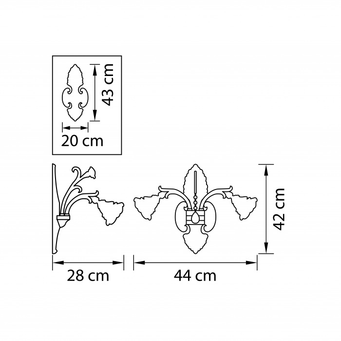Бра ROSATA 2х60W E14 ЗОЛОТО