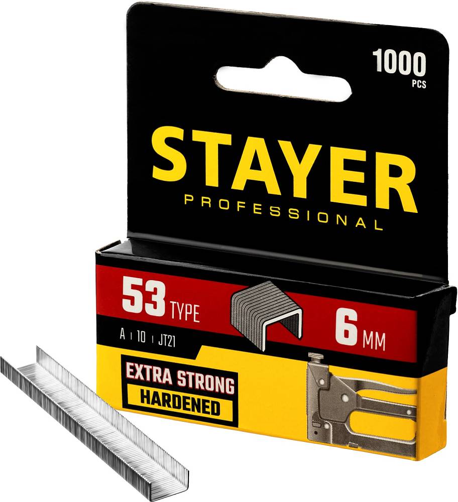 Скобы для степлера STAYER 6 мм, тонкие тип 53 (A/10/JT21), 1000 шт. 3159-06