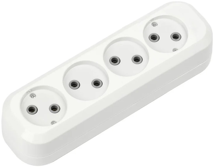 Колодка без заземления (4 гнезда) Smartbuy (10А, 2,5кВт) белый SBE-10-4-00-N