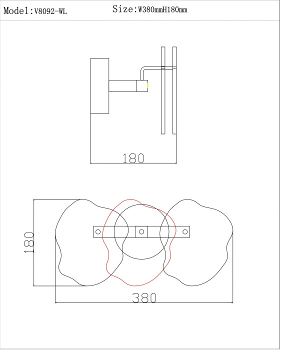 Бра Square V8092-WL