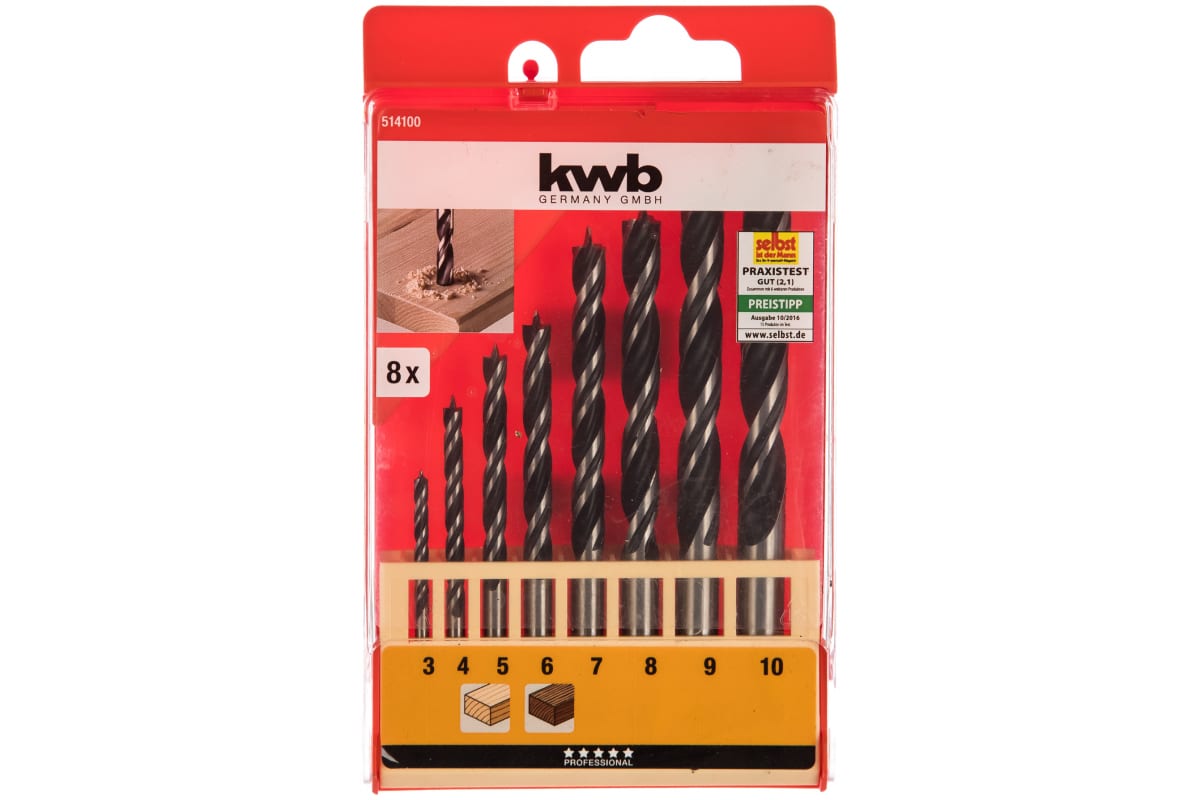Набор сверл по дереву (8 шт; 3-10 мм) KWB 5141-00