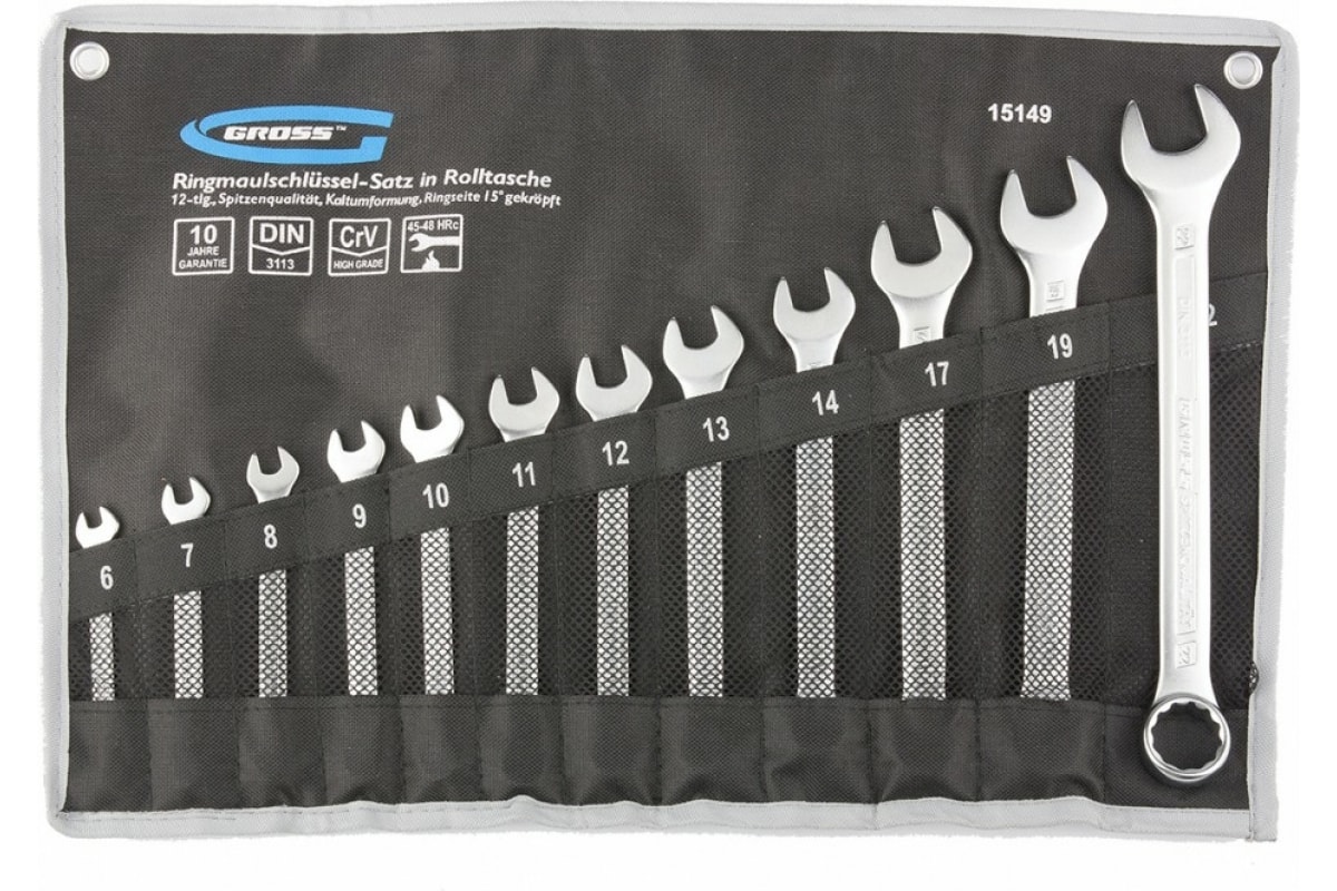 Набор ключей комбинированных GROSS (12шт/6-22мм) 15149