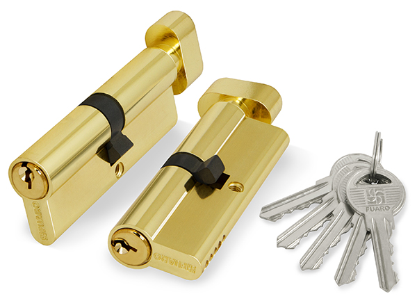 Цилиндровый механизм FUARO (100 ZM/60) 1000ZMKnob60 (25+10+25) PB латунь 5Key с вертушкой 37059