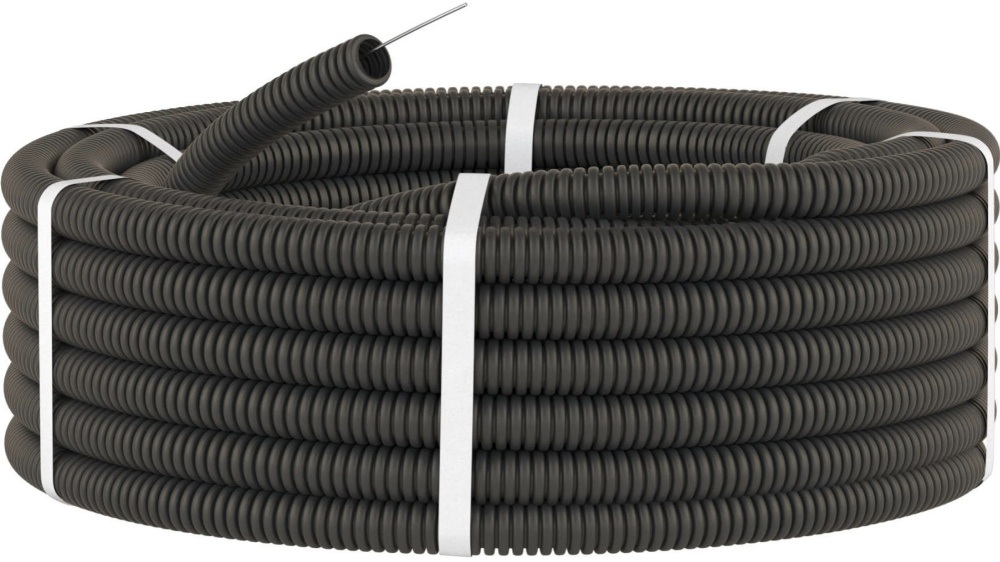 Труба гофрированная ПВХ гибкая, легкая с протяжкой DKC 91920B (d20мм, уп.100м) черная 482074