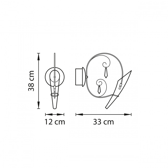 Бра SCARABEO 1х35W G4 ХРОМ хрусталь+стекло