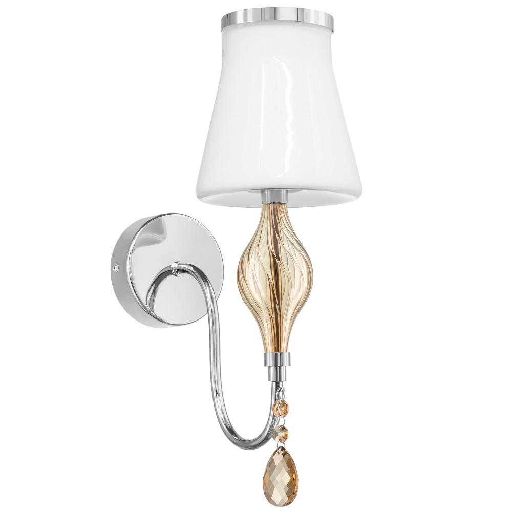 Бра ESCICA 1х40W E14 БЕЛЫЙ/КОНЬЯК/ХРОМ