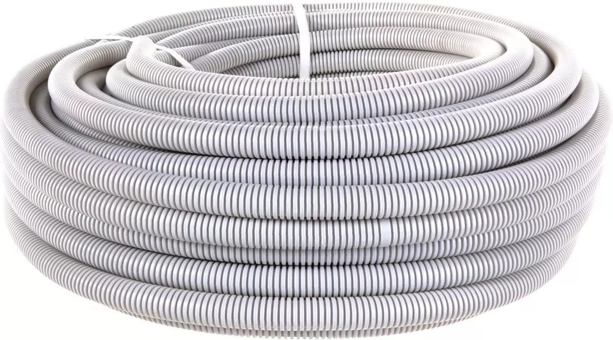 Труба гофрированная ПВХ легкая с зондом (d25мм, уп.75м) Uplast ПВХ белая 500-025