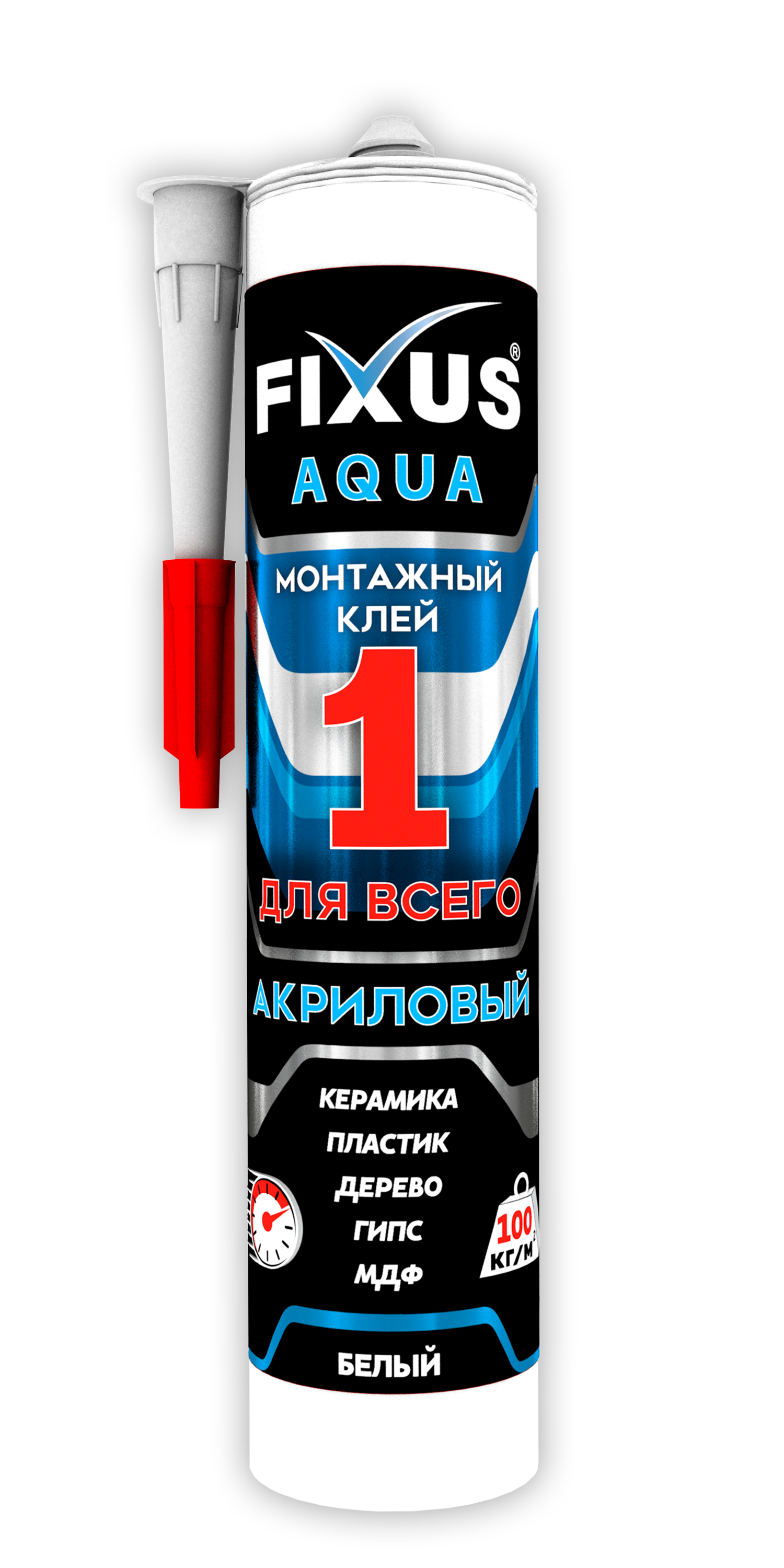 Клей монтажный Аква-100 280мл "Фиксус", Белый 001