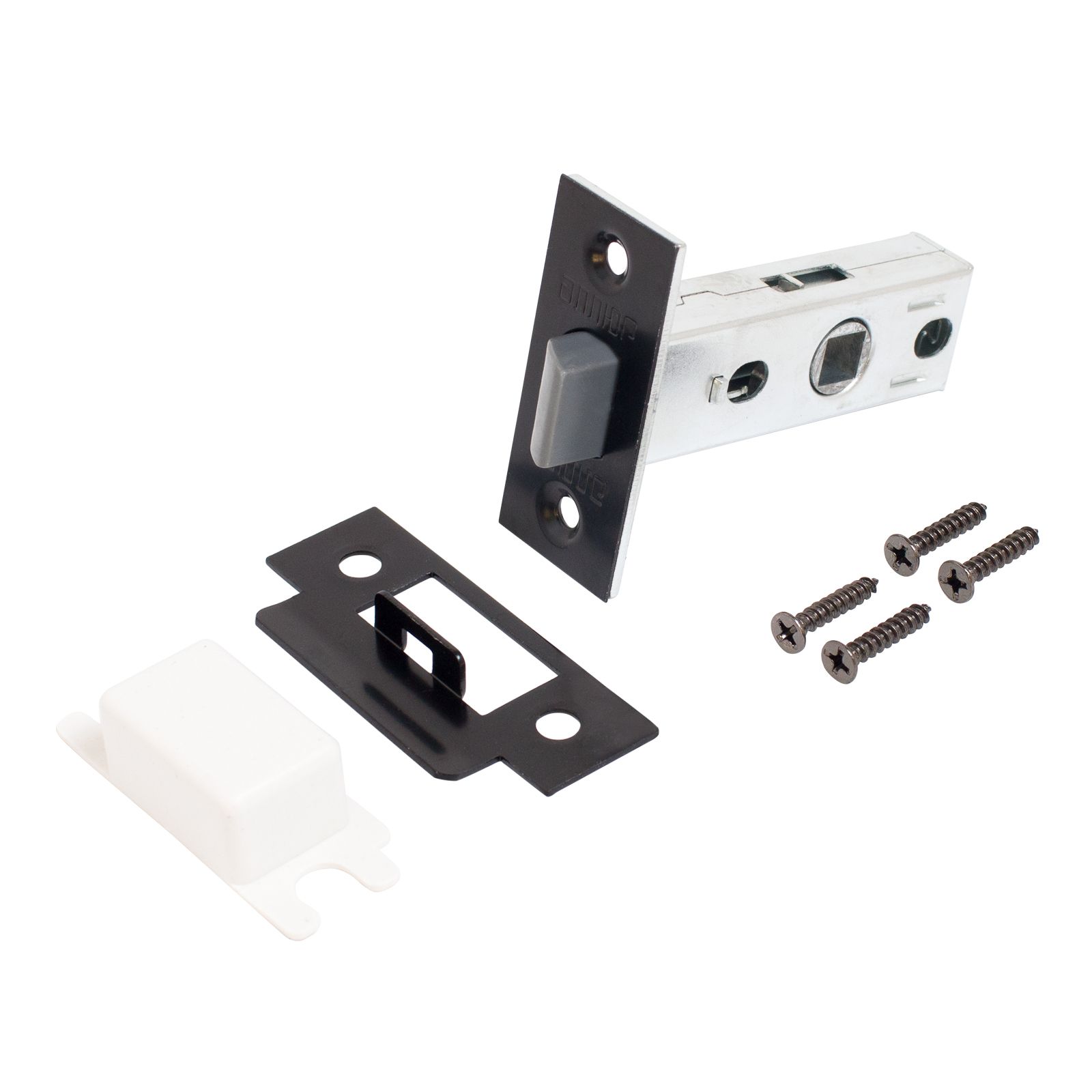 Защелка врезная пластик Аллюр L45-8-P BL матовый черный 14537